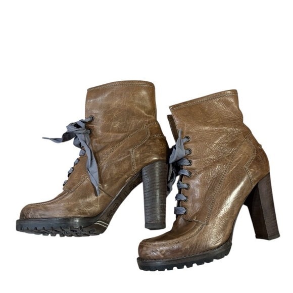 Brunello Cucinelli lace up heeled Leather boot size 39 US 9 - Picture 3 of 11